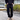 Black Plain Letter Embroidery Straight Jeans