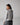Branded Rib Knit Mock Neck Top - Light Grey Melange