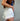 Patriotic Distressed High Waisted Denim Shorts  - American Flag Stars - The Amelia