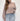 Ribbed Crop Top  with Pillow Sleeves - Sandstone