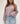 Ribbed Crop Top  with Pillow Sleeves - Mauve