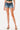 Border Pocket Pattern Mid Rise Denim Shorts